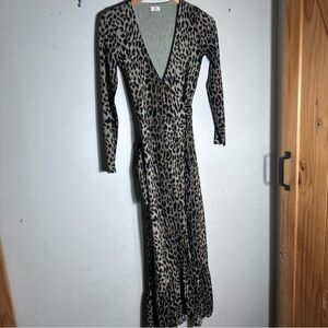 Aritzia Little Moon Celestial Leopard Print Long Sleeve Wrap Dress